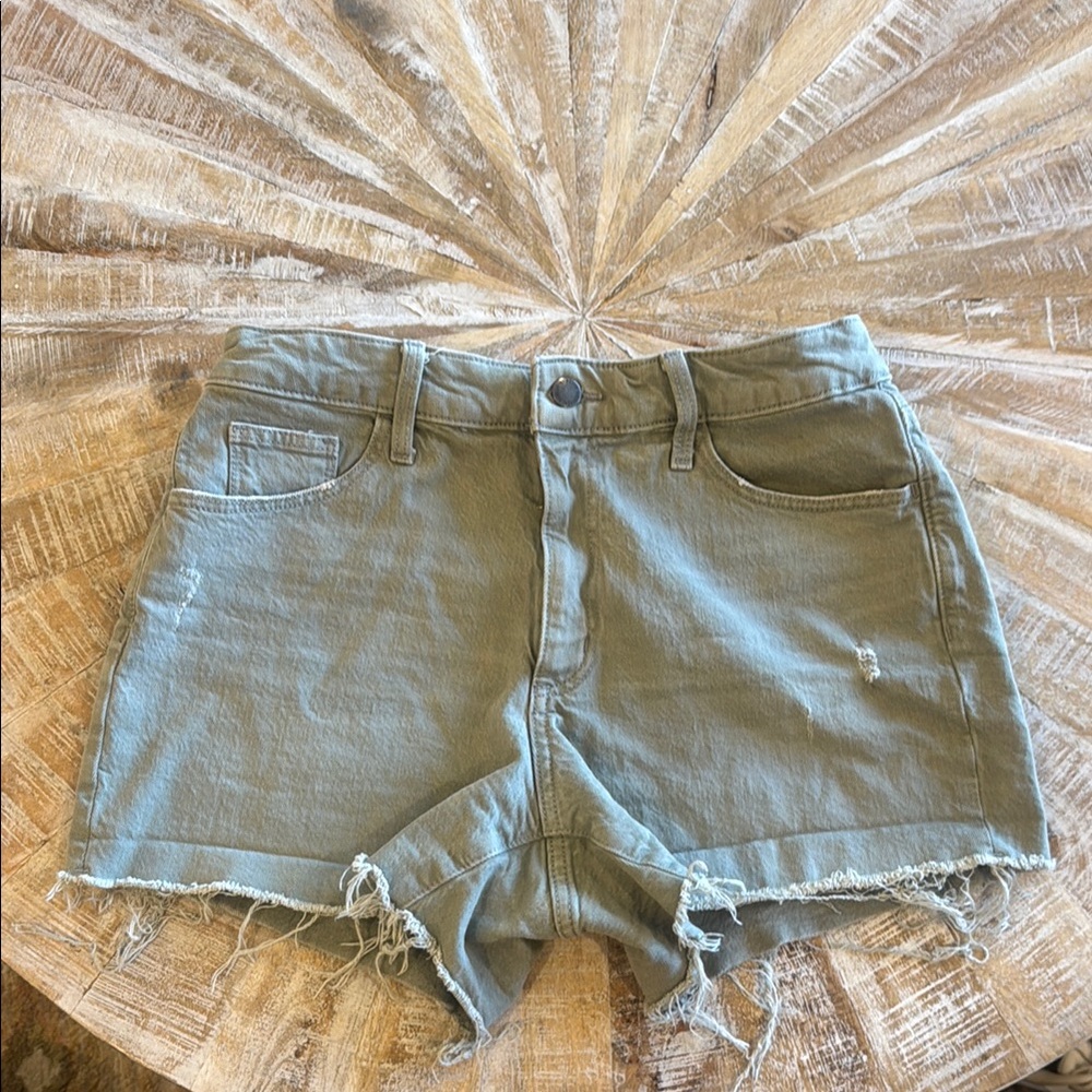 Target Green Jean Shorts Distressed Mid-Rise